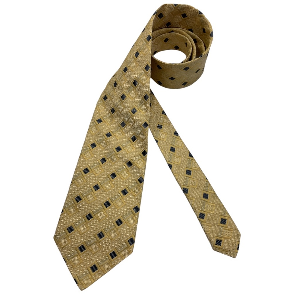 DORMEUIL Yellow Geometric Silk LUXURY Tie HANDMADE ITALY